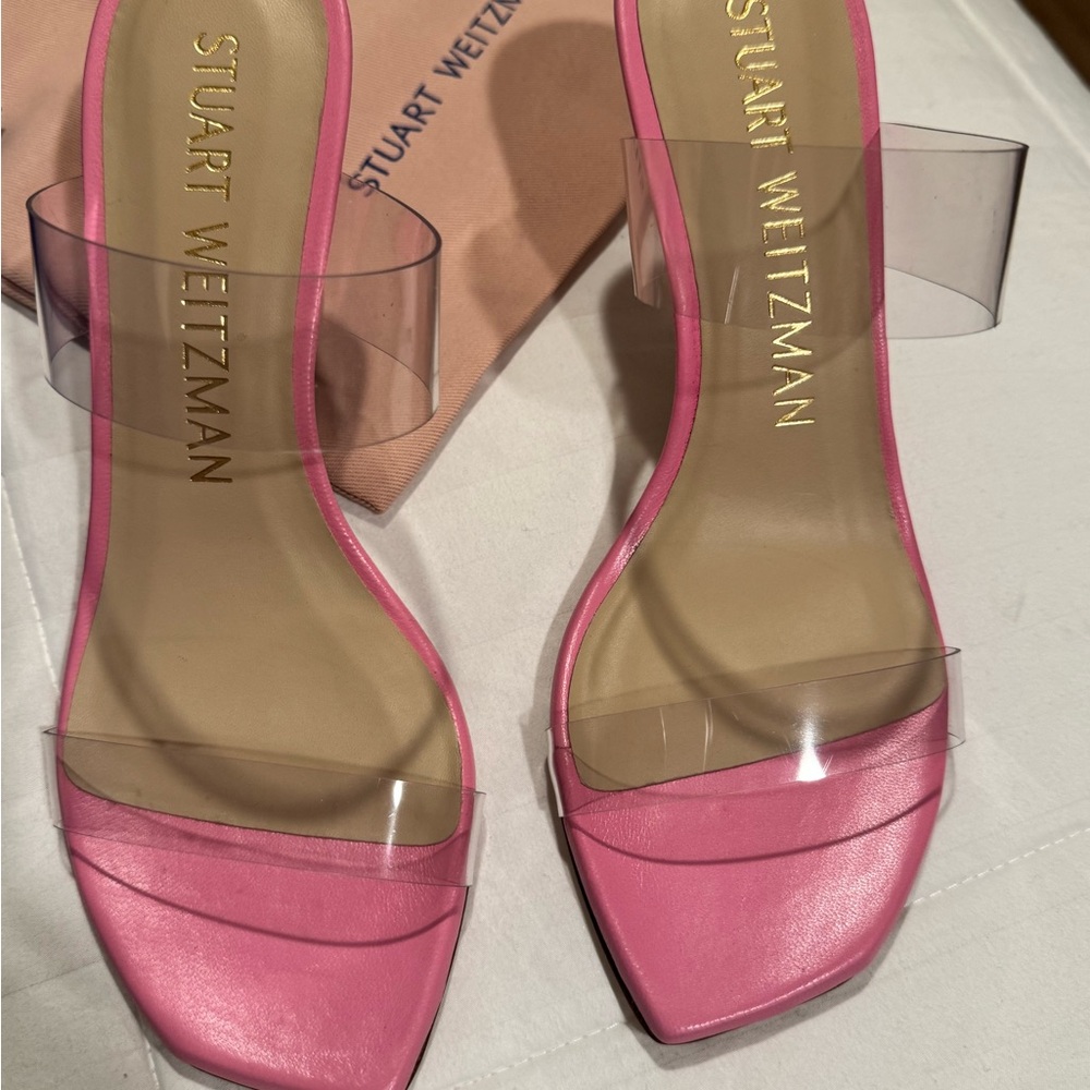 Stuart Weitzman Pink Clear Strap heels